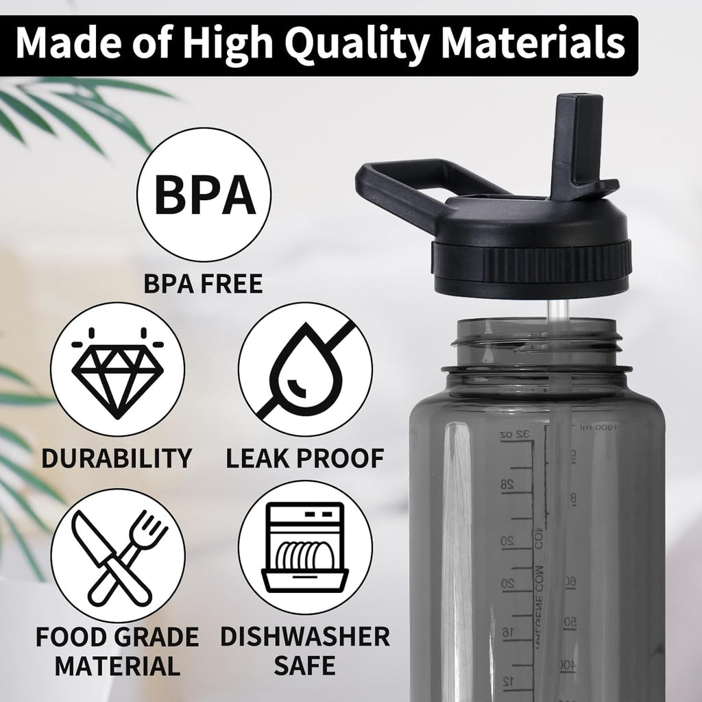 Straw Lid Compatible with Nalgene Water Bottles 32 OZ, BPA-Free Straws Lid with Handle for Nalgene Wide Mouth, Replacement Bottle Cap Accessories with 2 Straws and 1 Straw Brush - 41OF