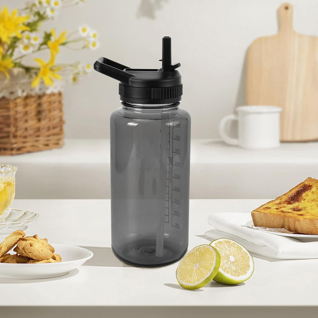 Straw Lid Compatible with Nalgene Water Bottles 32 OZ, BPA-Free Straws Lid with Handle for Nalgene Wide Mouth, Replacement Bottle Cap Accessories with 2 Straws and 1 Straw Brush - 41OF