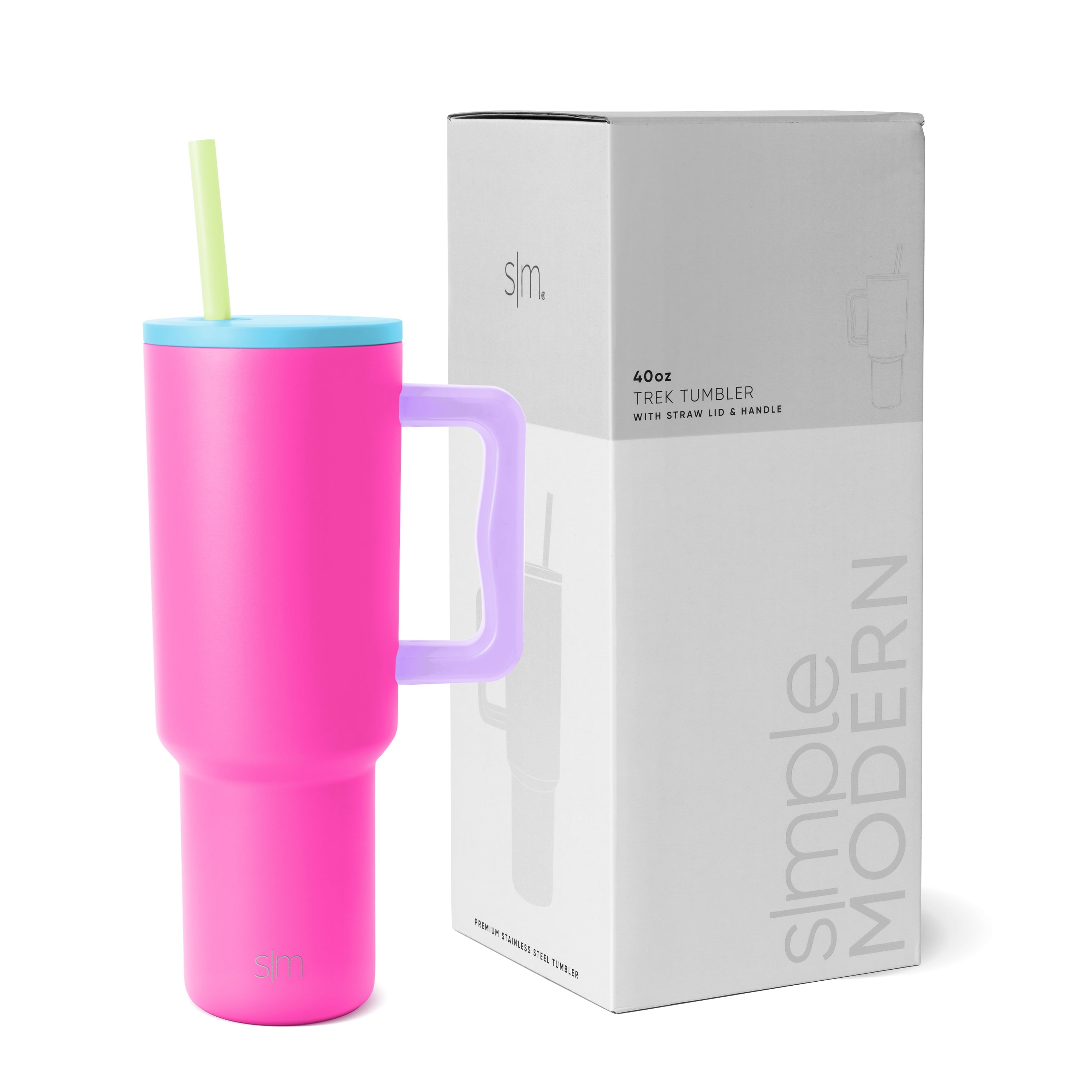 Simple Modern 40 fl oz Insulated Stainless Steel Trek Tumbler with Straw Lid | 80s Mix - H2J5