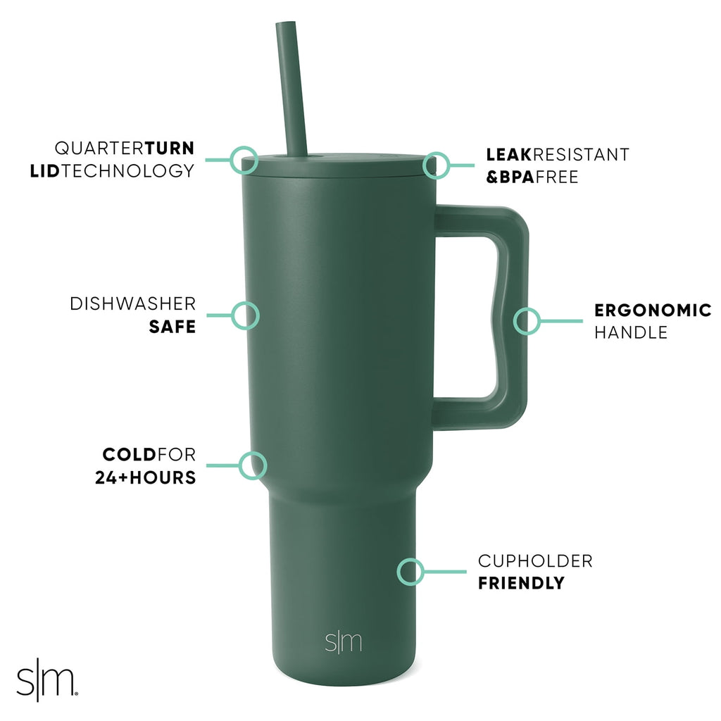 Simple Modern 40 fl oz Insulated Stainless Steel Trek Tumbler with Straw Lid | 80s Mix - H2J5