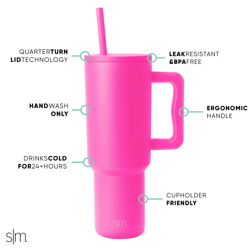 Simple Modern 40 fl oz Insulated Stainless Steel Trek Tumbler with Straw Lid | 80s Mix - H2J5