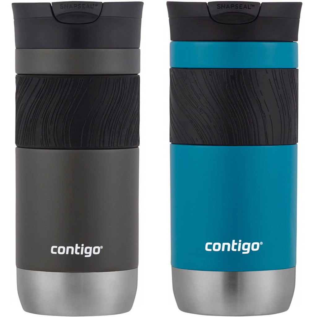 Contigo Byron 2.0 Stainless Steel Travel Mug with SNAPSEAL Lid and Grip, 20 oz, Sake &amp; Blue Corn, 2-Pack - 9K56
