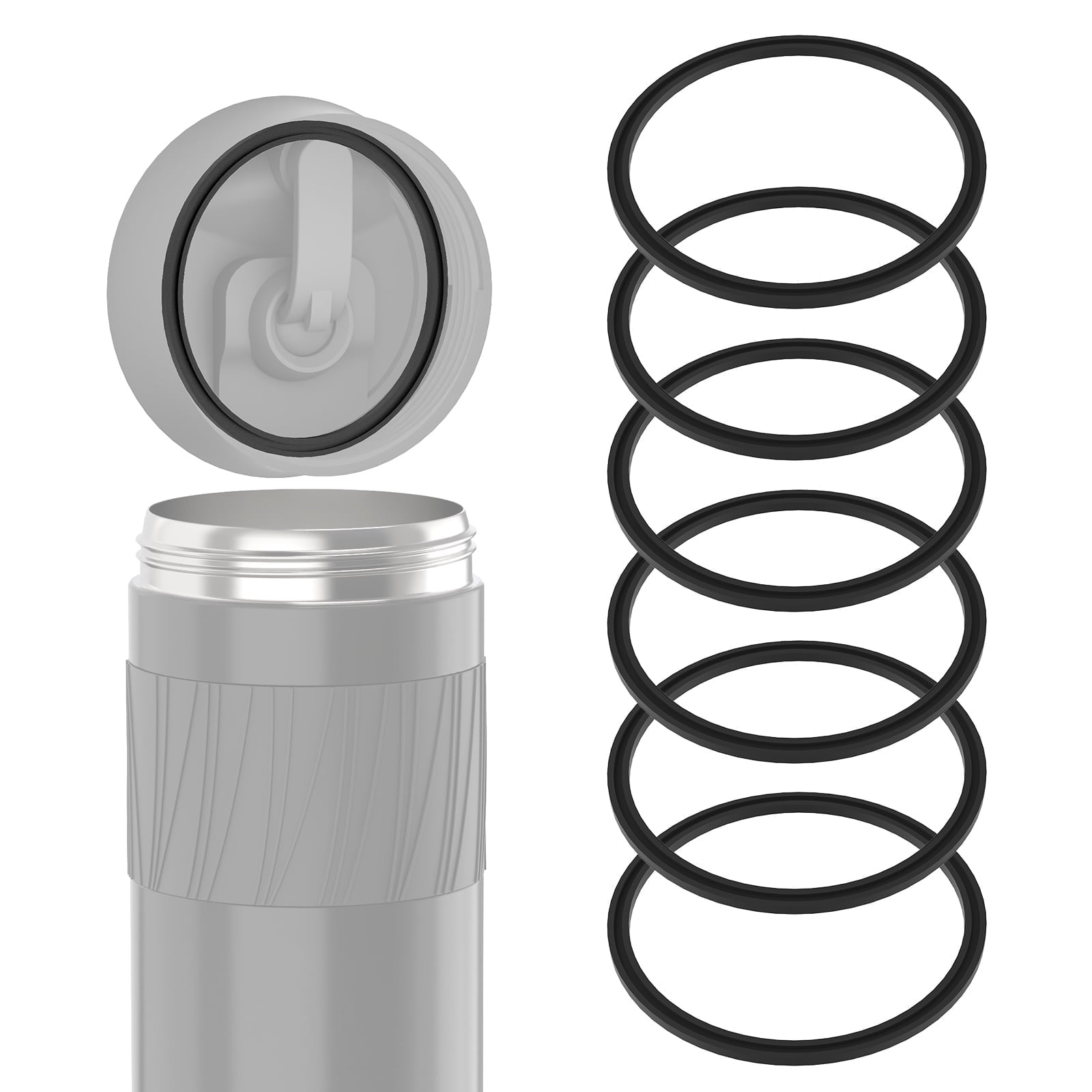 Linkidea 6 Pack Water Bottle Gasket Replacement Compatible with Contigo Byron Snapseal Travel Mug 16oz/20oz, Silicone O Ring Leak Proof Rubber Seal with Tweezer for Bottle Lid, Black - 43IC