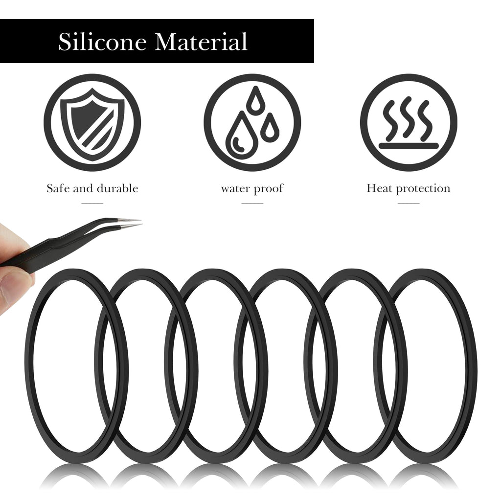 Linkidea 6 Pack Water Bottle Gasket Replacement Compatible with Contigo Byron Snapseal Travel Mug 16oz/20oz, Silicone O Ring Leak Proof Rubber Seal with Tweezer for Bottle Lid, Black - 43IC