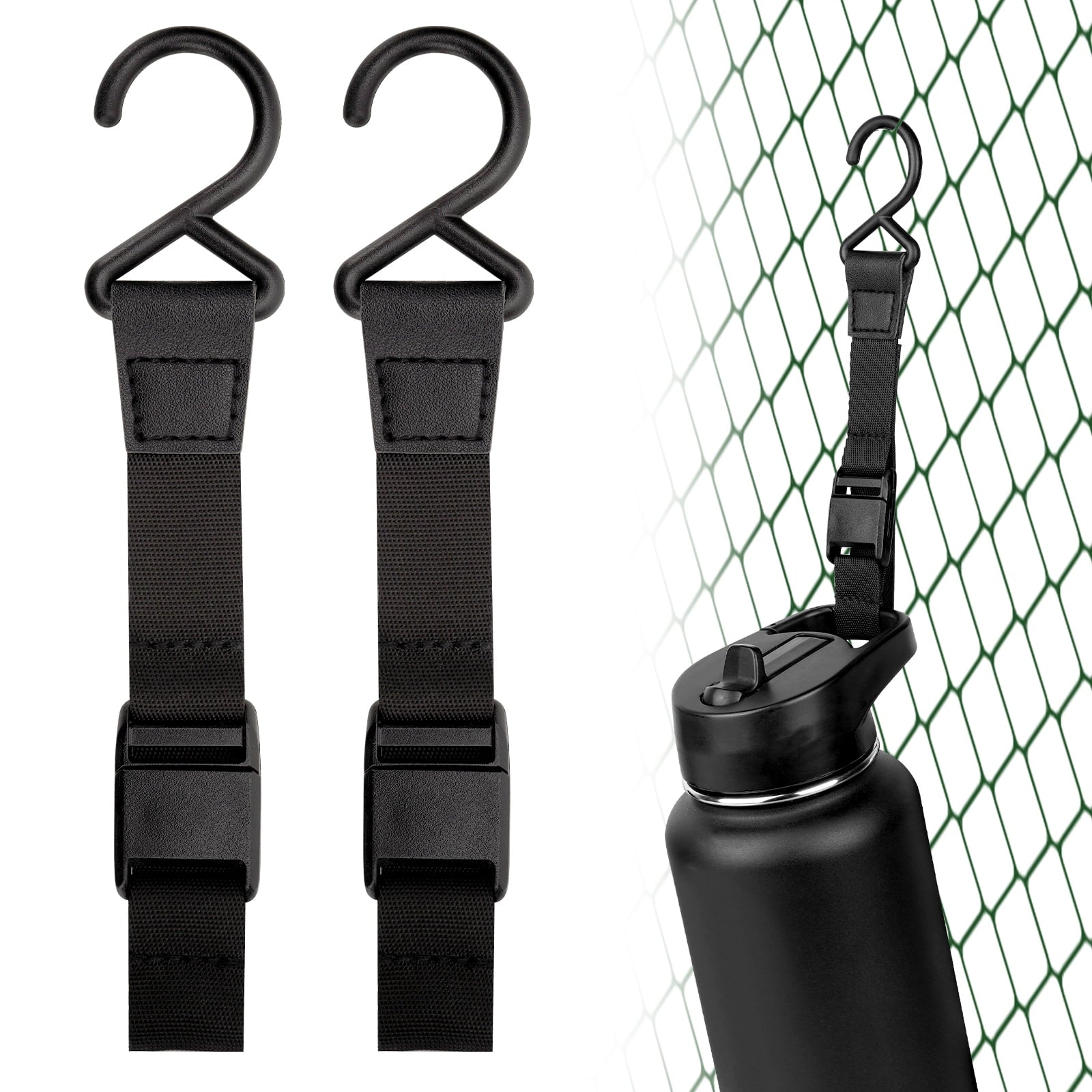 Linkidea 2 Pack Fence Hooks for Waterbottle, Compatible with Stanley, Nalgene, IRON FLASK with Handle Bottle &amp; Tumbler, S Shaped Hook Hanger Magnetic Buckle for Outdoor Sports Camping - SEIC