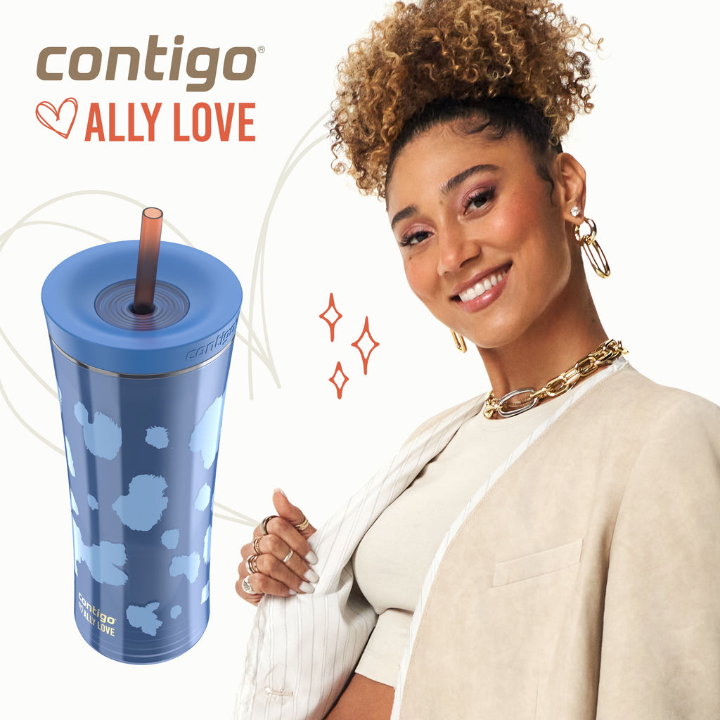 Contigo 20oz Shake &amp; Go Tumbler, Plastic with Straw, Stellar Jay Cowhide Couture - S5W7
