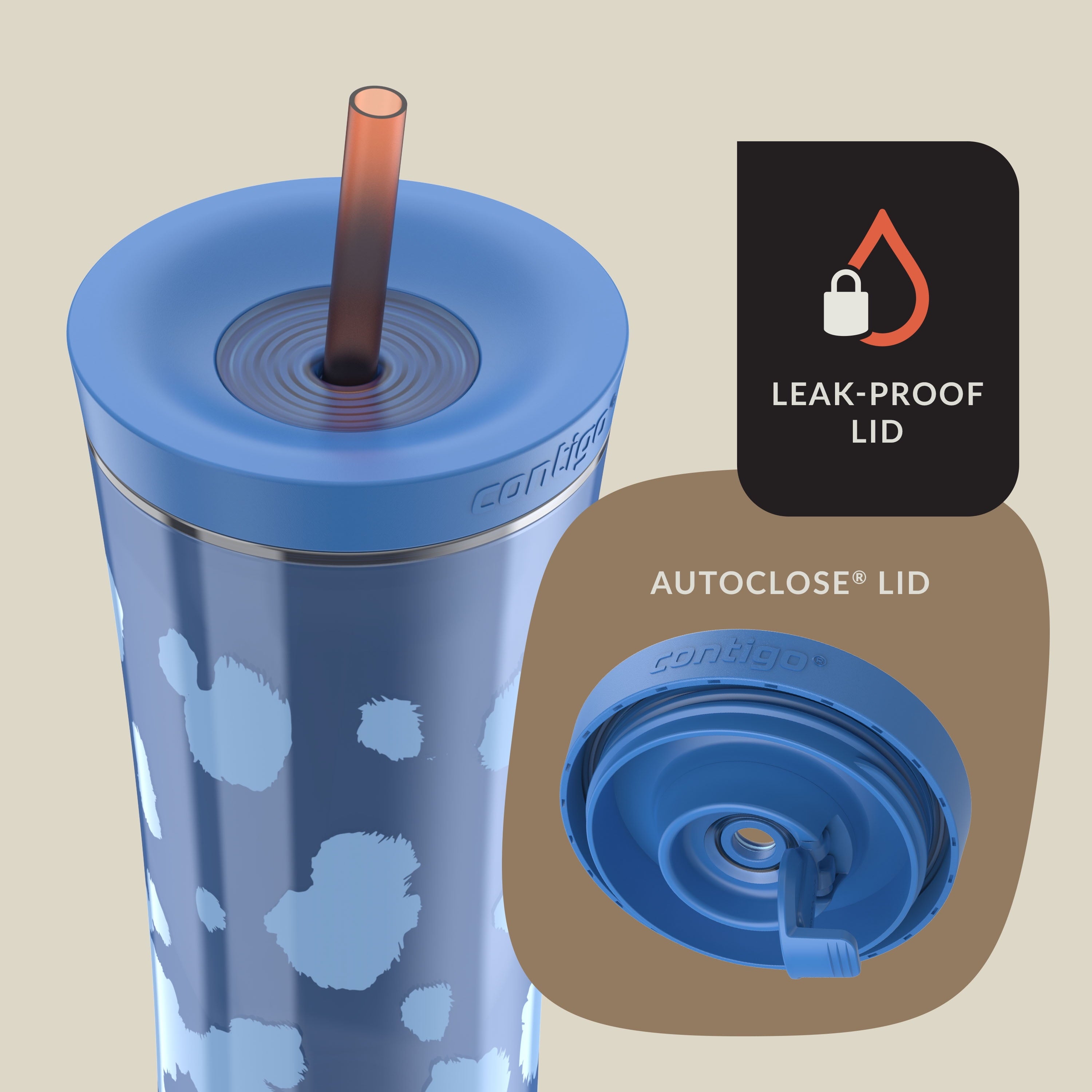 Contigo 20oz Shake &amp; Go Tumbler, Plastic with Straw, Stellar Jay Cowhide Couture - S5W7