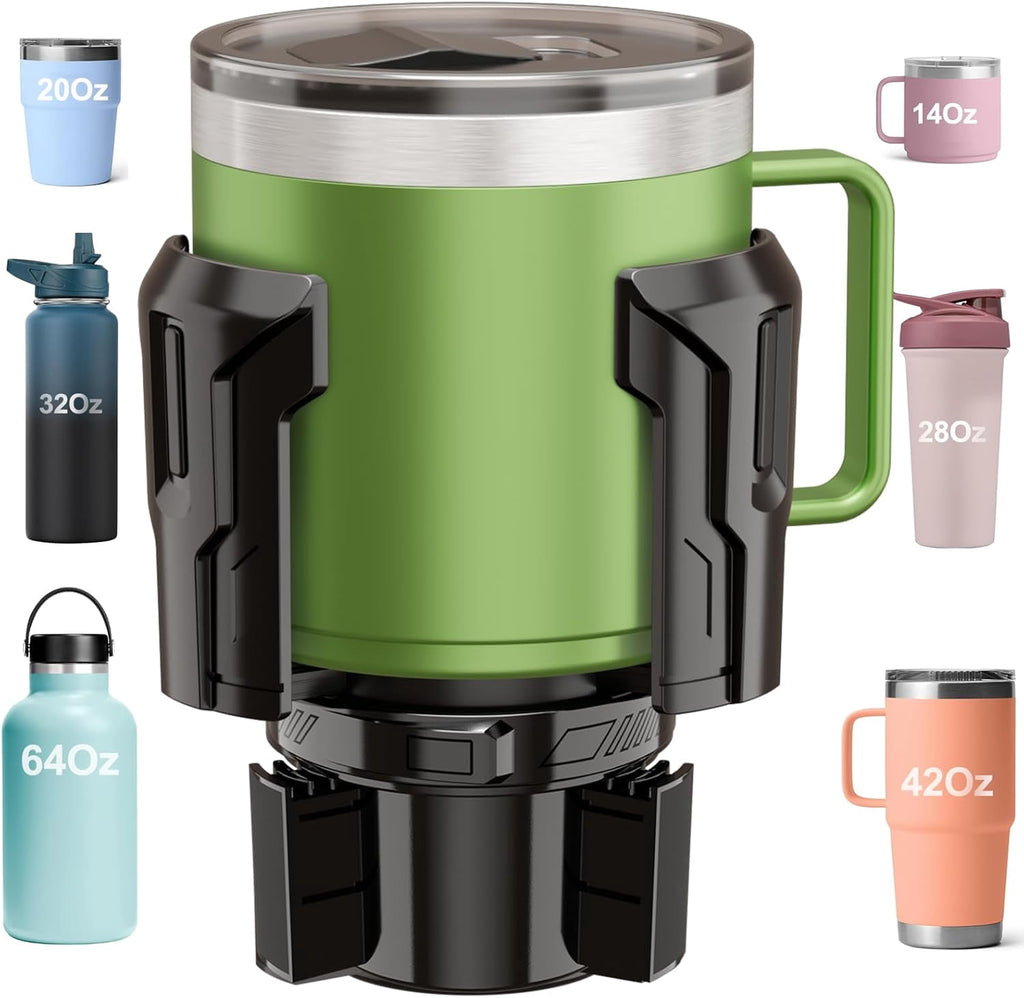 Cup Holder Expander: One-Button Open, Universal, Adjustable Holder(Diameter 2.6"- 4.8"), Cup Holder Expander for , , Nalgene, Takeya, Camelbak, Ramblers, , Tumblers, Mugs - V47Y
