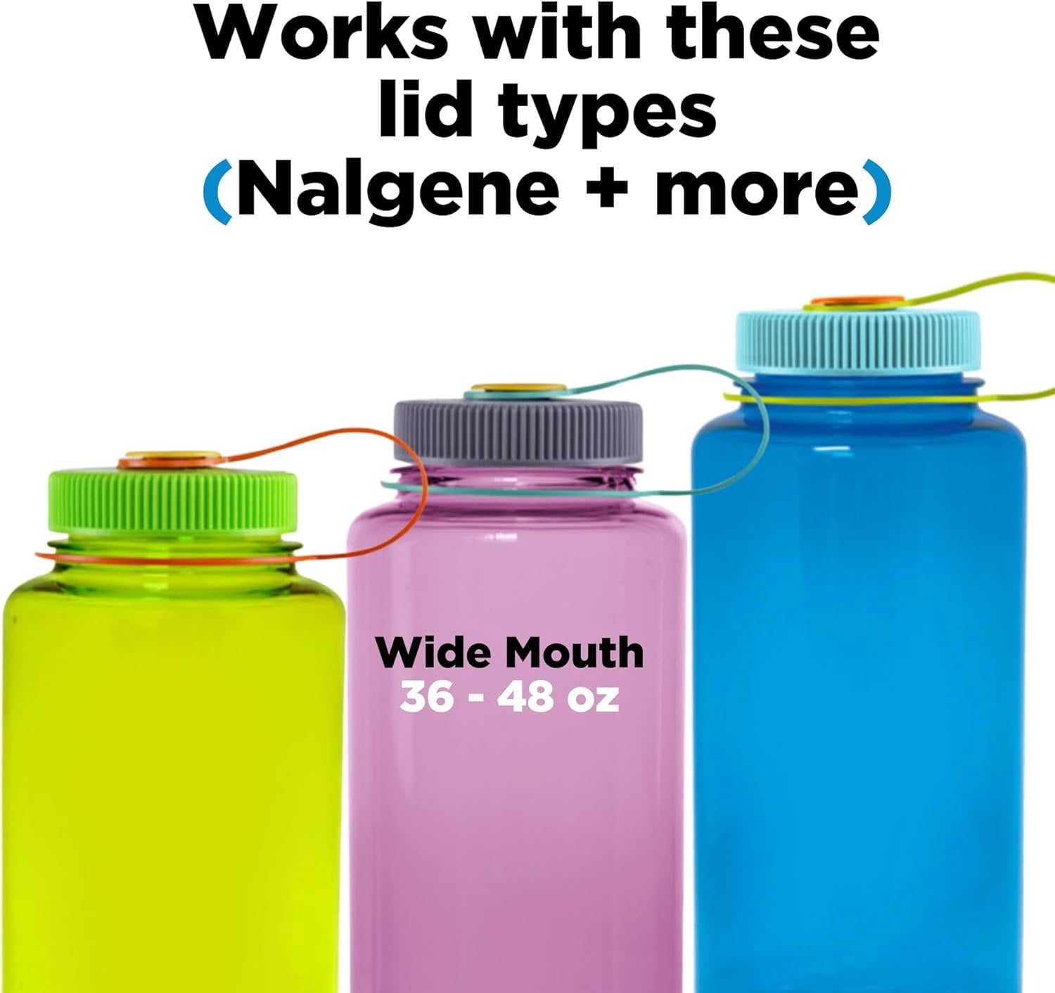 Hydrocord Handle for Nalgene Water Bottles, Fits Wide Mouth Water Bottles, Durable Carrier, Secure Accessories, Compatible with 32oz, 36oz, 48oz Water Bottle (Black) - G3GU