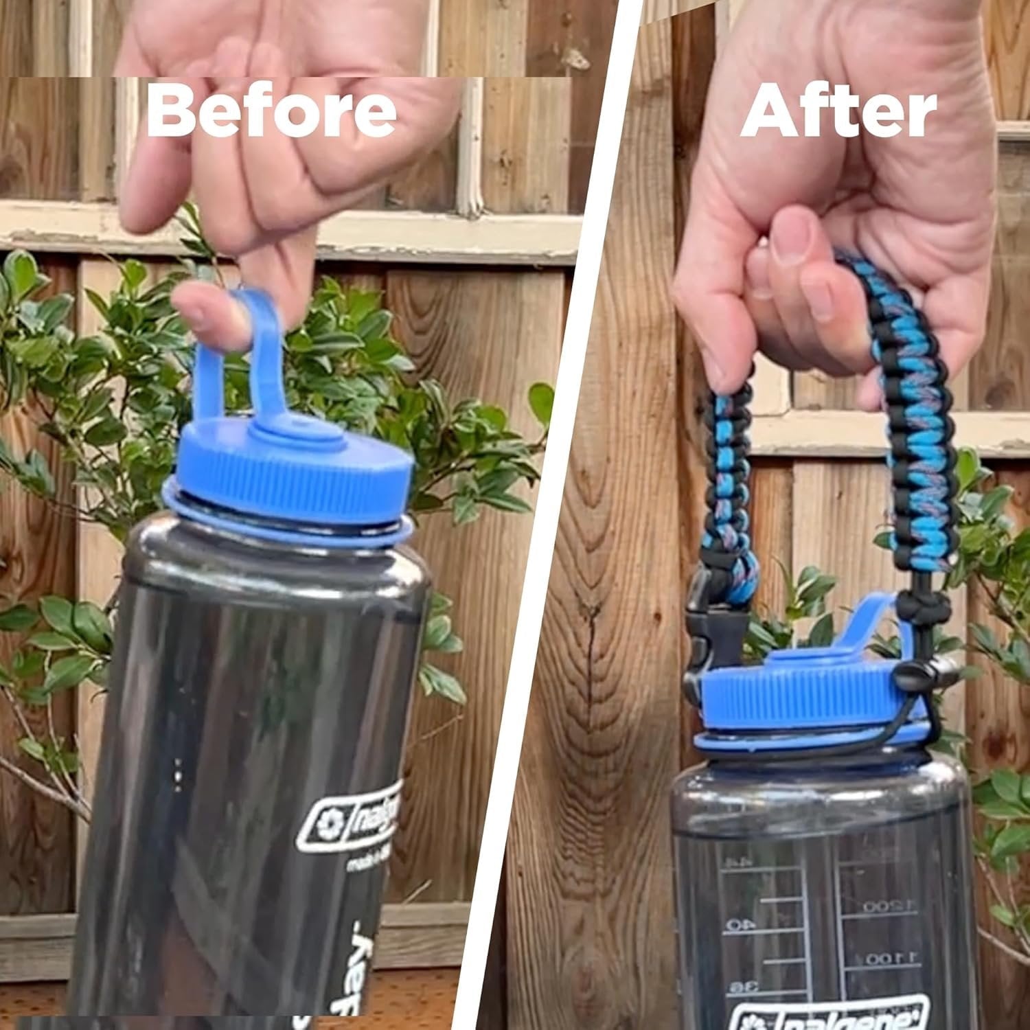 Hydrocord Handle for Nalgene Water Bottles, Fits Wide Mouth Water Bottles, Durable Carrier, Secure Accessories, Compatible with 32oz, 36oz, 48oz Water Bottle (Black) - G3GU