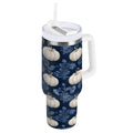 30 oz Insulated Stainless Steel Tumbler Double Wall Stainless Steel Tumbler with 2-Way Drinking Watercolor White Pumpkins - 35U1