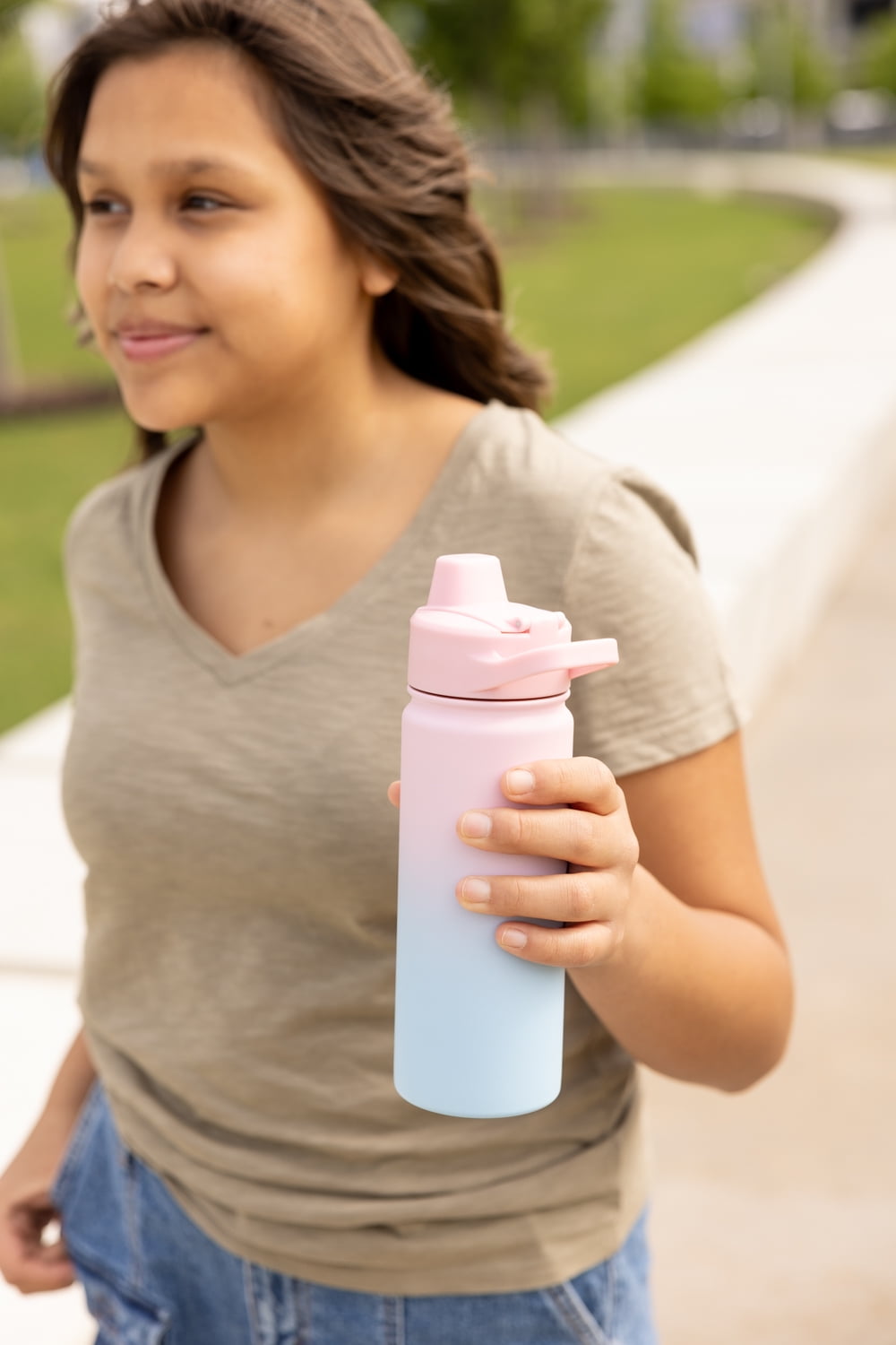 Simple Modern 18 fl oz Insulated Stainless Steel Summit Water Bottle with Covered Silicone Straw Lid | Sweet Taffy - RULS