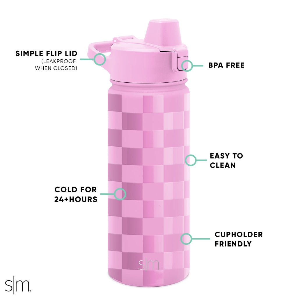 Simple Modern 18 fl oz Insulated Stainless Steel Summit Water Bottle with Covered Silicone Straw Lid | Sweet Taffy - RULS
