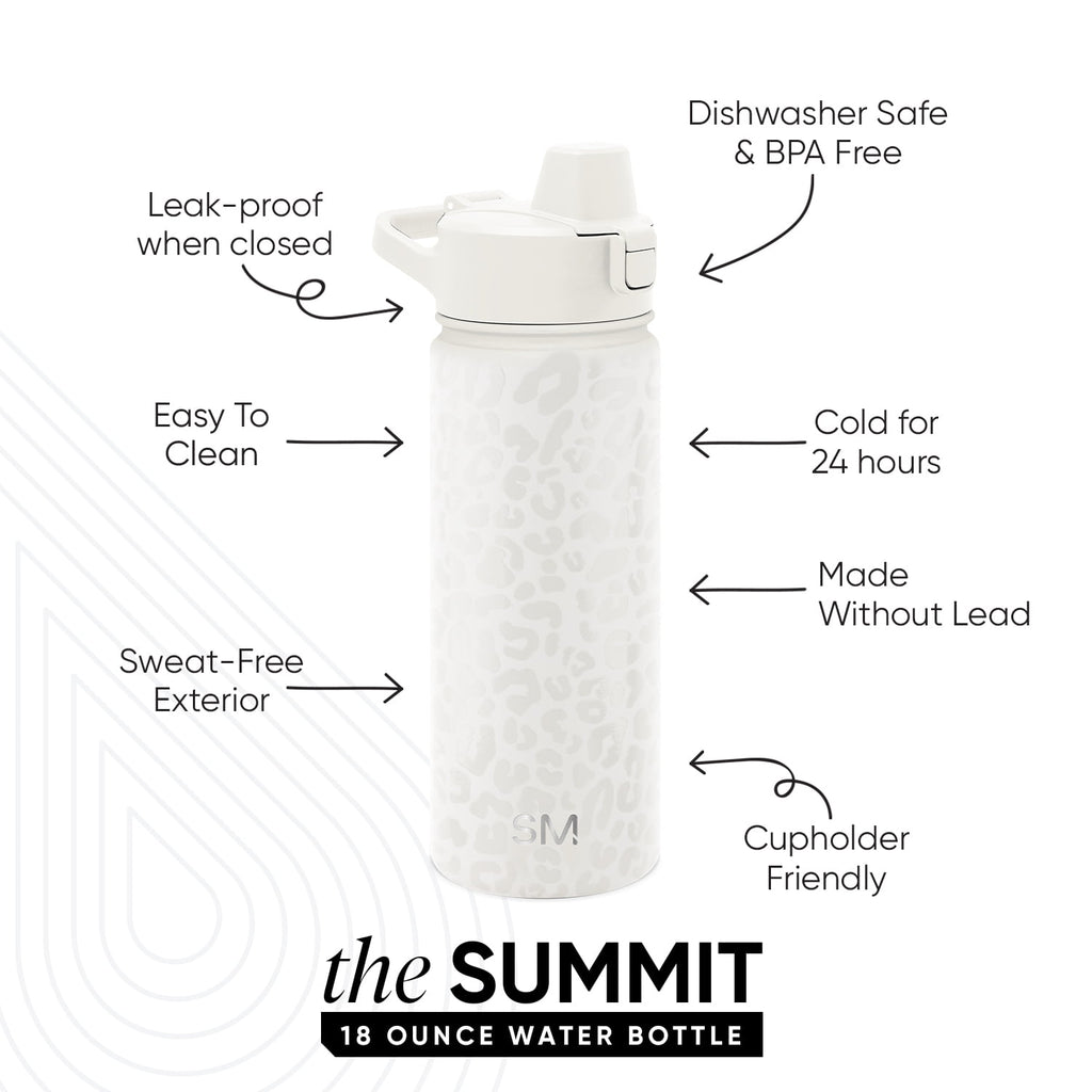 Simple Modern 18 fl oz Insulated Stainless Steel Summit Water Bottle with Covered Silicone Straw Lid | Sweet Taffy - RULS