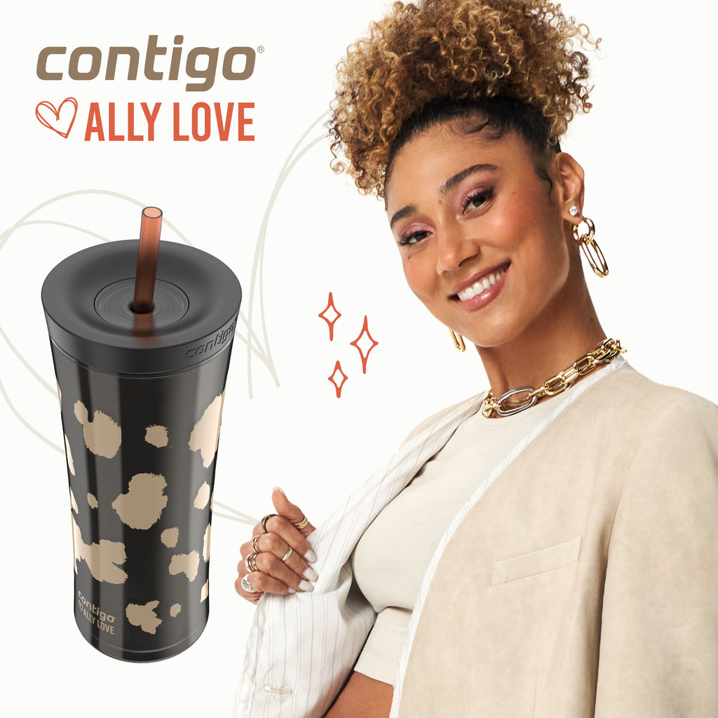 Contigo 20oz Shake &amp; Go Tumbler, Plastic with Straw, Licorice Cowhide Couture - 91FX