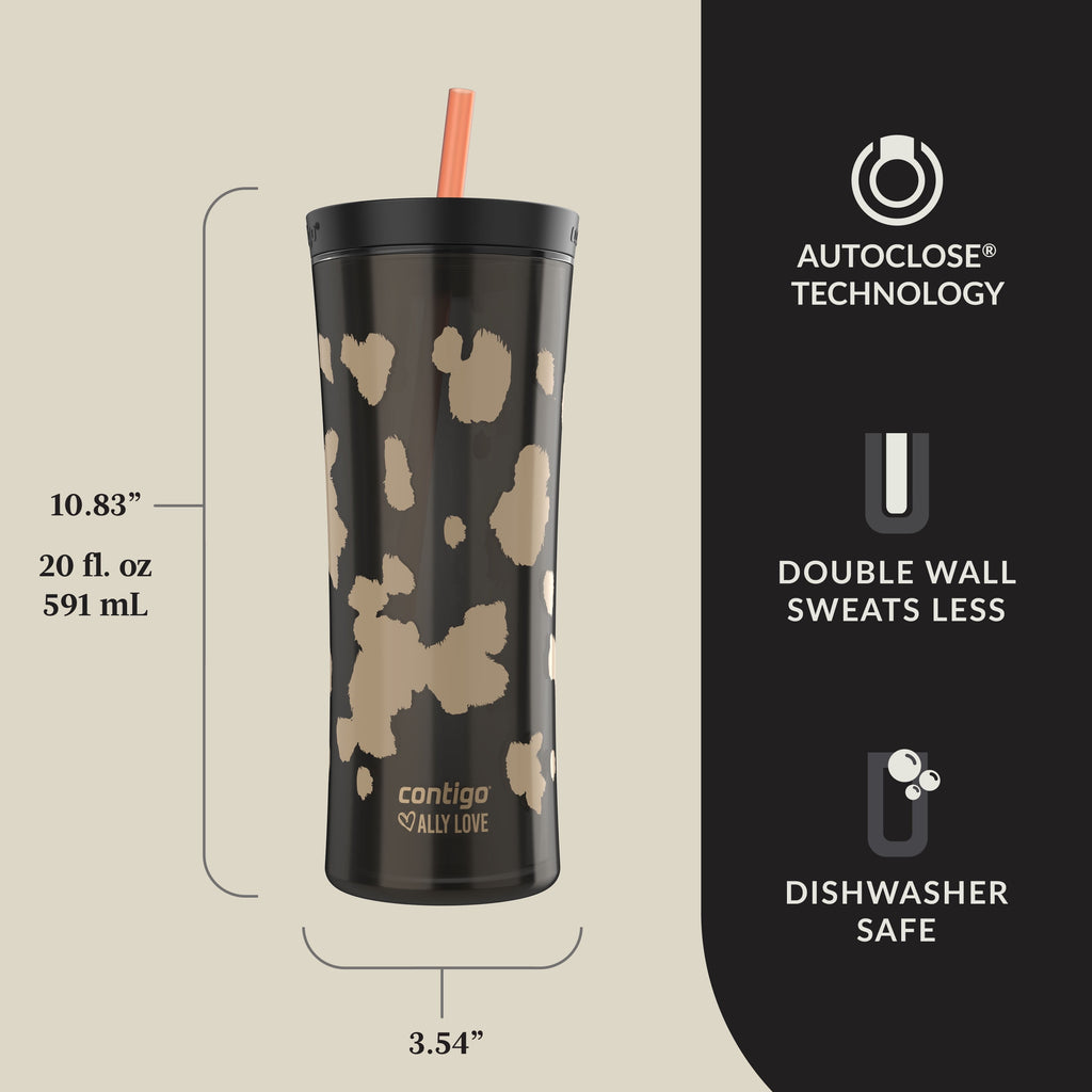 Contigo 20oz Shake &amp; Go Tumbler, Plastic with Straw, Licorice Cowhide Couture - 91FX