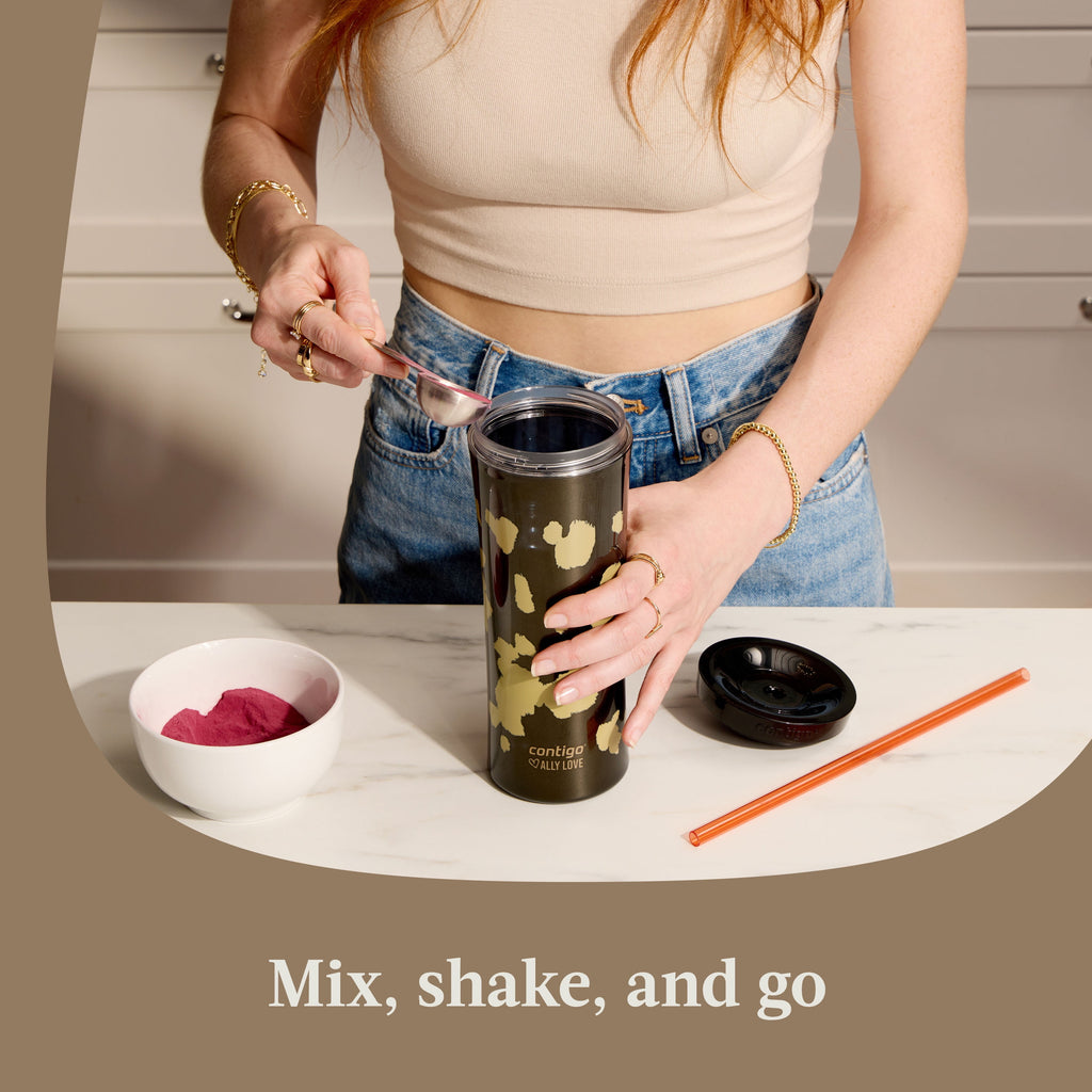 Contigo 20oz Shake &amp; Go Tumbler, Plastic with Straw, Licorice Cowhide Couture - 91FX
