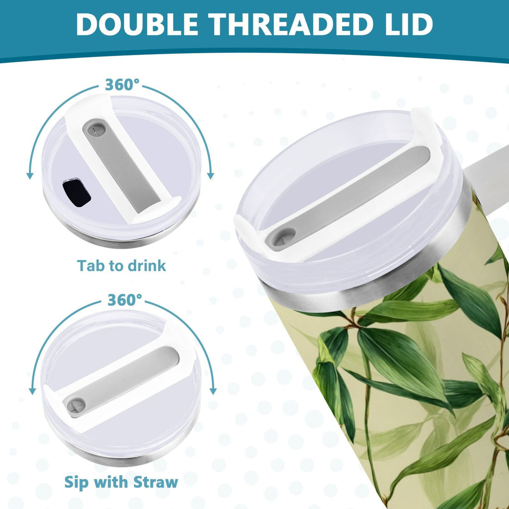 30 oz Insulated Stainless Steel Tumbler Double Wall Stainless Steel Tumbler with 2-Way Drinking Bamboo Pattern - 2ERO