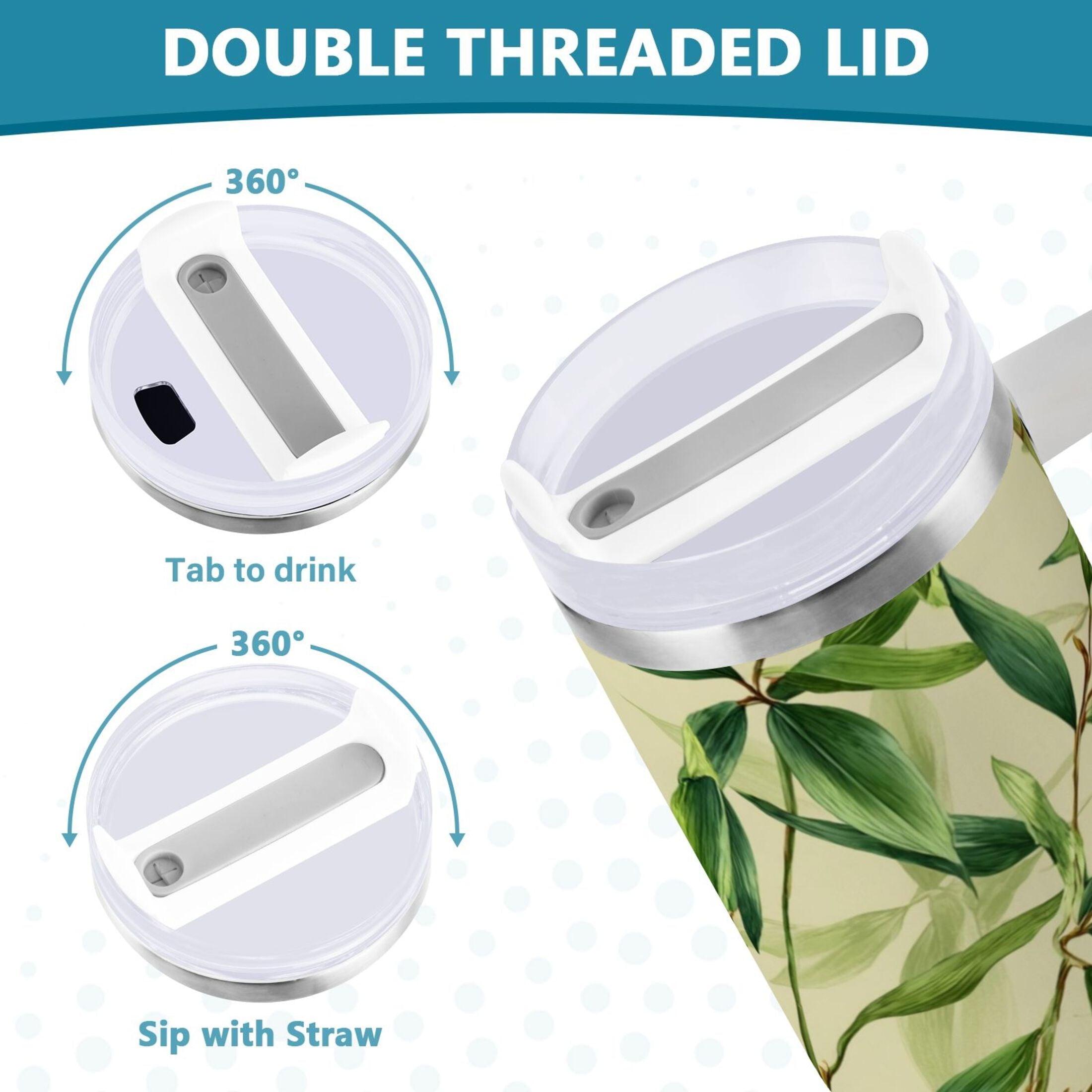30 oz Insulated Stainless Steel Tumbler Double Wall Stainless Steel Tumbler with 2-Way Drinking Bamboo Pattern - 2ERO