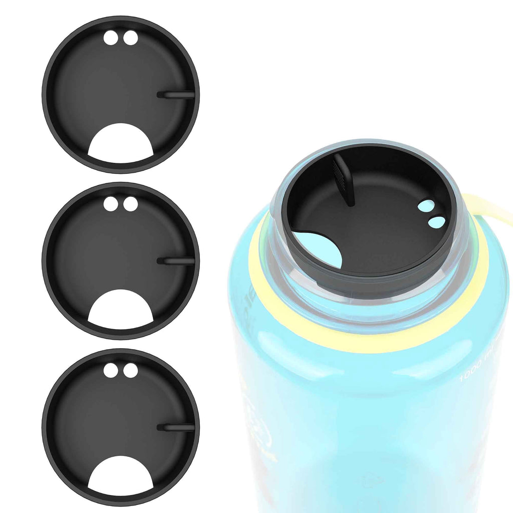 Linkidea 4 Pack Water Bottle Silicone Splashguard Compatible with Nalgene Sustain Wide Mouth 32oz, Anti-Spill Splash Guard for Wide-Necked Bottles with 53mm Opening, Waterbottle Easy Sipper - T20Y