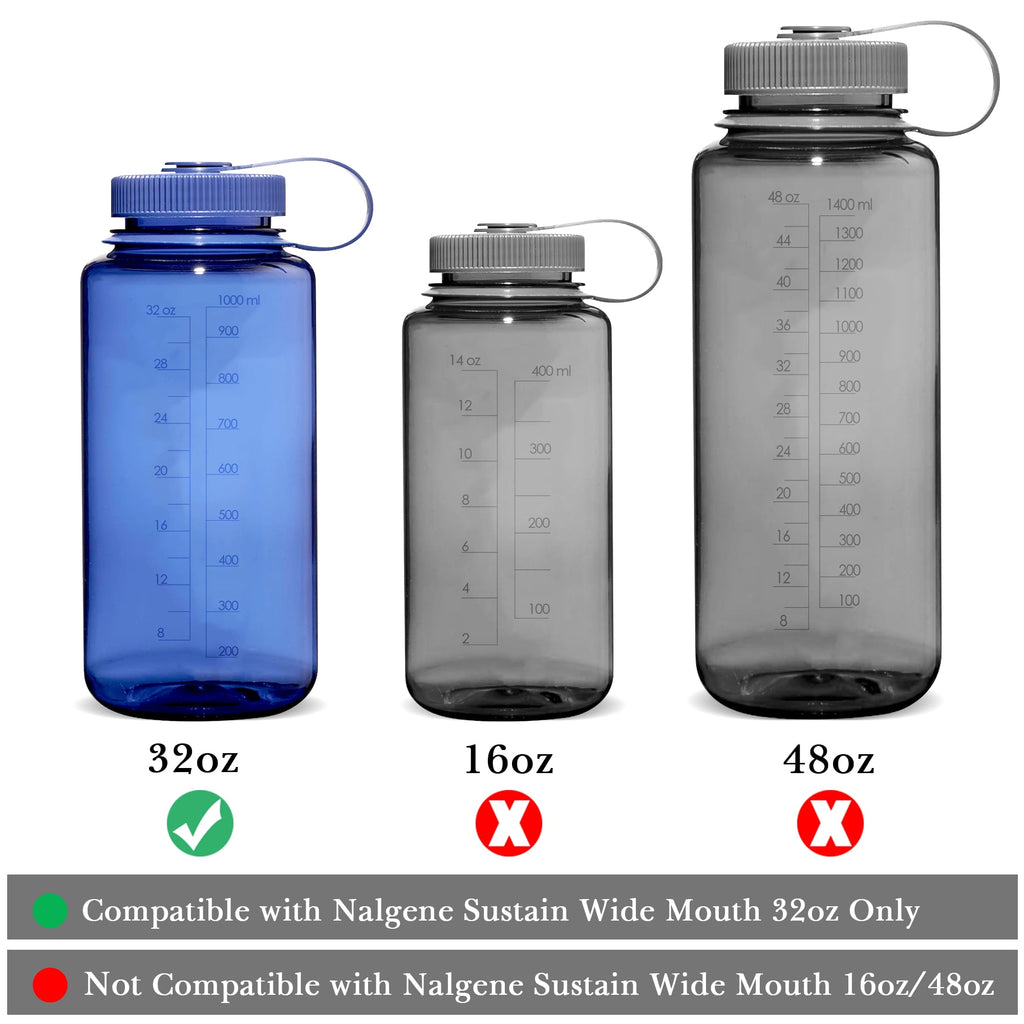 Linkidea 4 Pack Water Bottle Silicone Splashguard Compatible with Nalgene Sustain Wide Mouth 32oz, Anti-Spill Splash Guard for Wide-Necked Bottles with 53mm Opening, Waterbottle Easy Sipper - T20Y