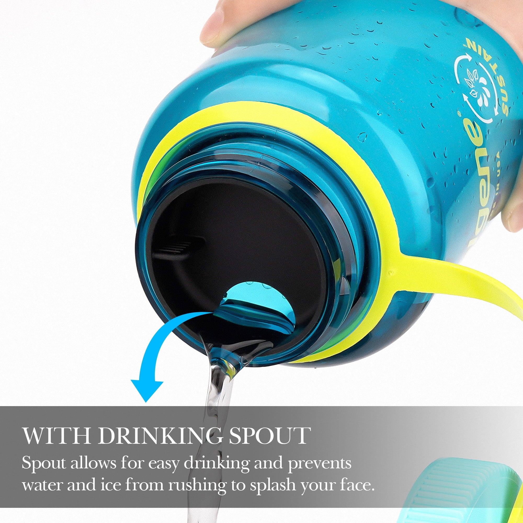 Linkidea 4 Pack Water Bottle Silicone Splashguard Compatible with Nalgene Sustain Wide Mouth 32oz, Anti-Spill Splash Guard for Wide-Necked Bottles with 53mm Opening, Waterbottle Easy Sipper - T20Y