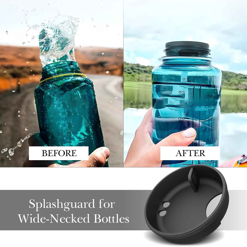 Linkidea 4 Pack Water Bottle Silicone Splashguard Compatible with Nalgene Sustain Wide Mouth 32oz, Anti-Spill Splash Guard for Wide-Necked Bottles with 53mm Opening, Waterbottle Easy Sipper - T20Y