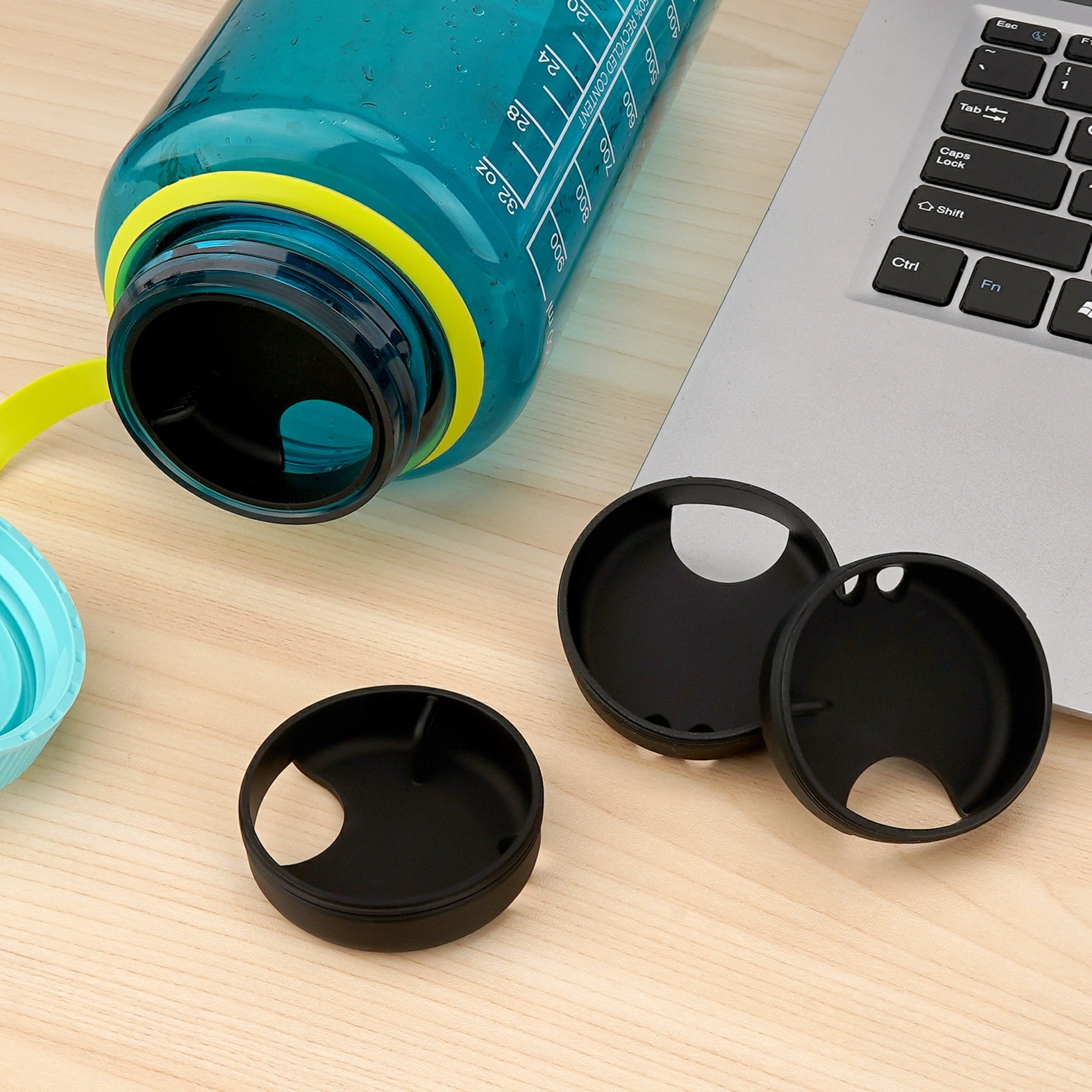 Linkidea 4 Pack Water Bottle Silicone Splashguard Compatible with Nalgene Sustain Wide Mouth 32oz, Anti-Spill Splash Guard for Wide-Necked Bottles with 53mm Opening, Waterbottle Easy Sipper - T20Y