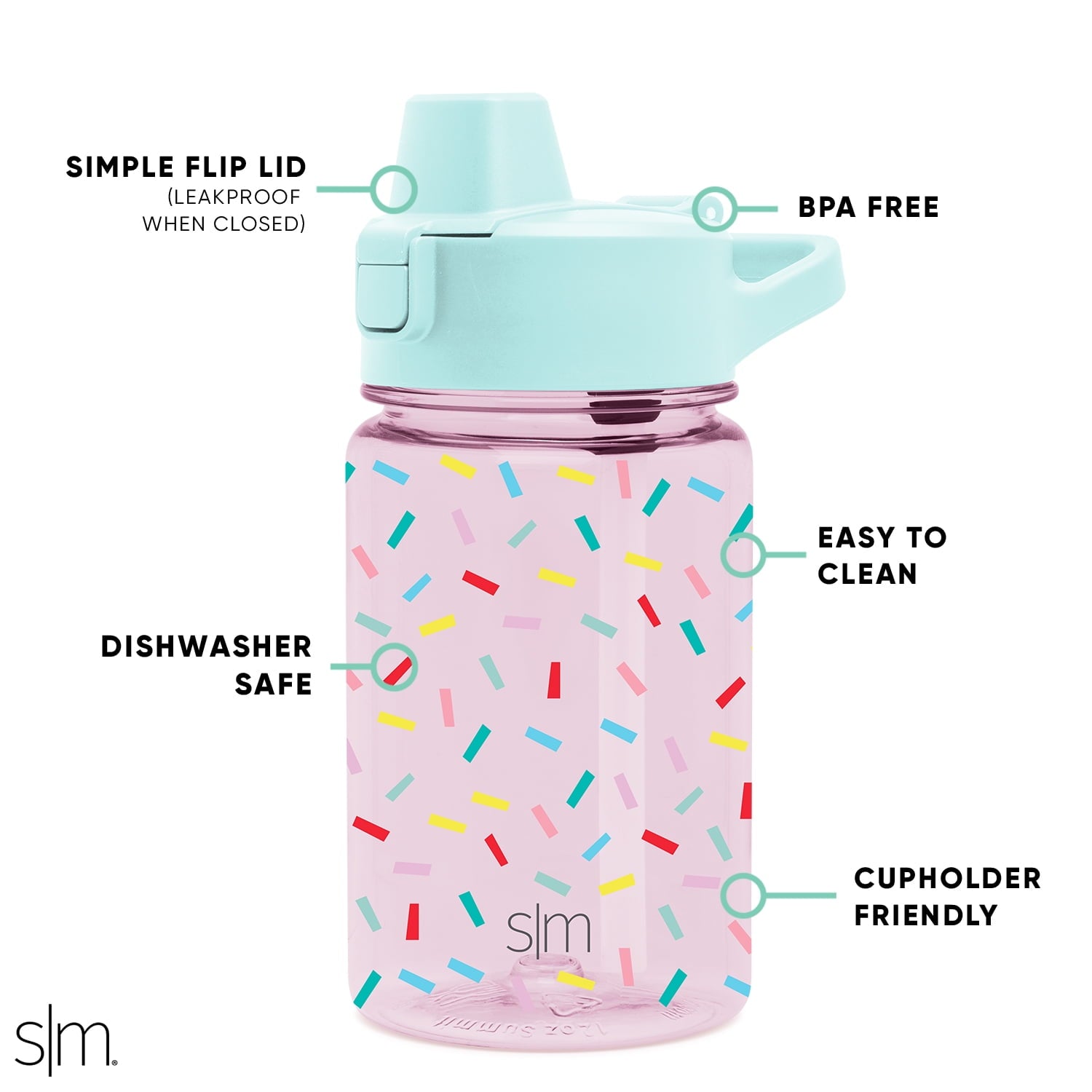 Simple Modern 12 fl oz Reusable Tritan Summit Water Bottle with Silicone Straw Lid | Birthday Cake - RMWS