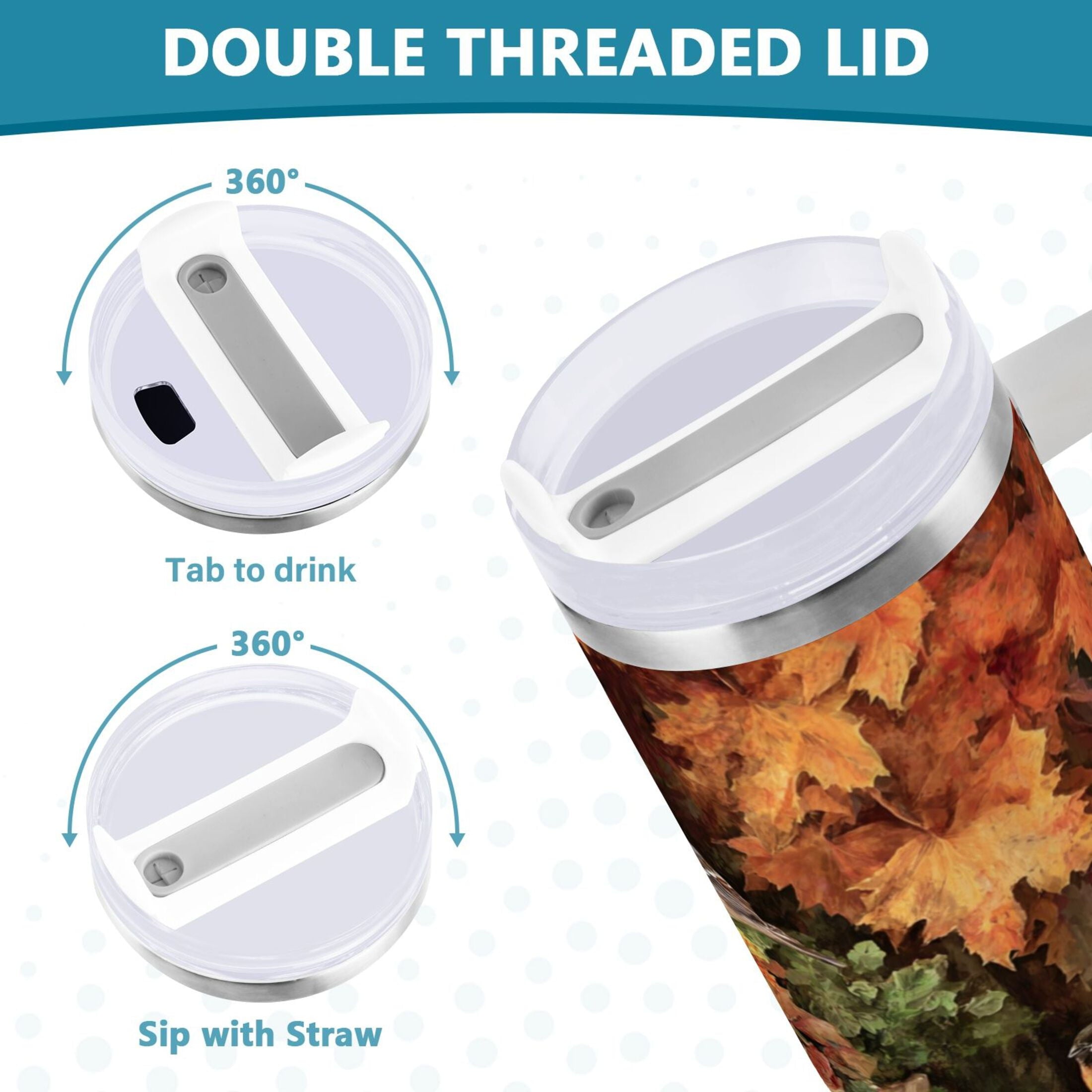 30 oz Insulated Stainless Steel Tumbler Double Wall Stainless Steel Tumbler with 2-Way Drinking Beautiful Fall Scene - M7FU