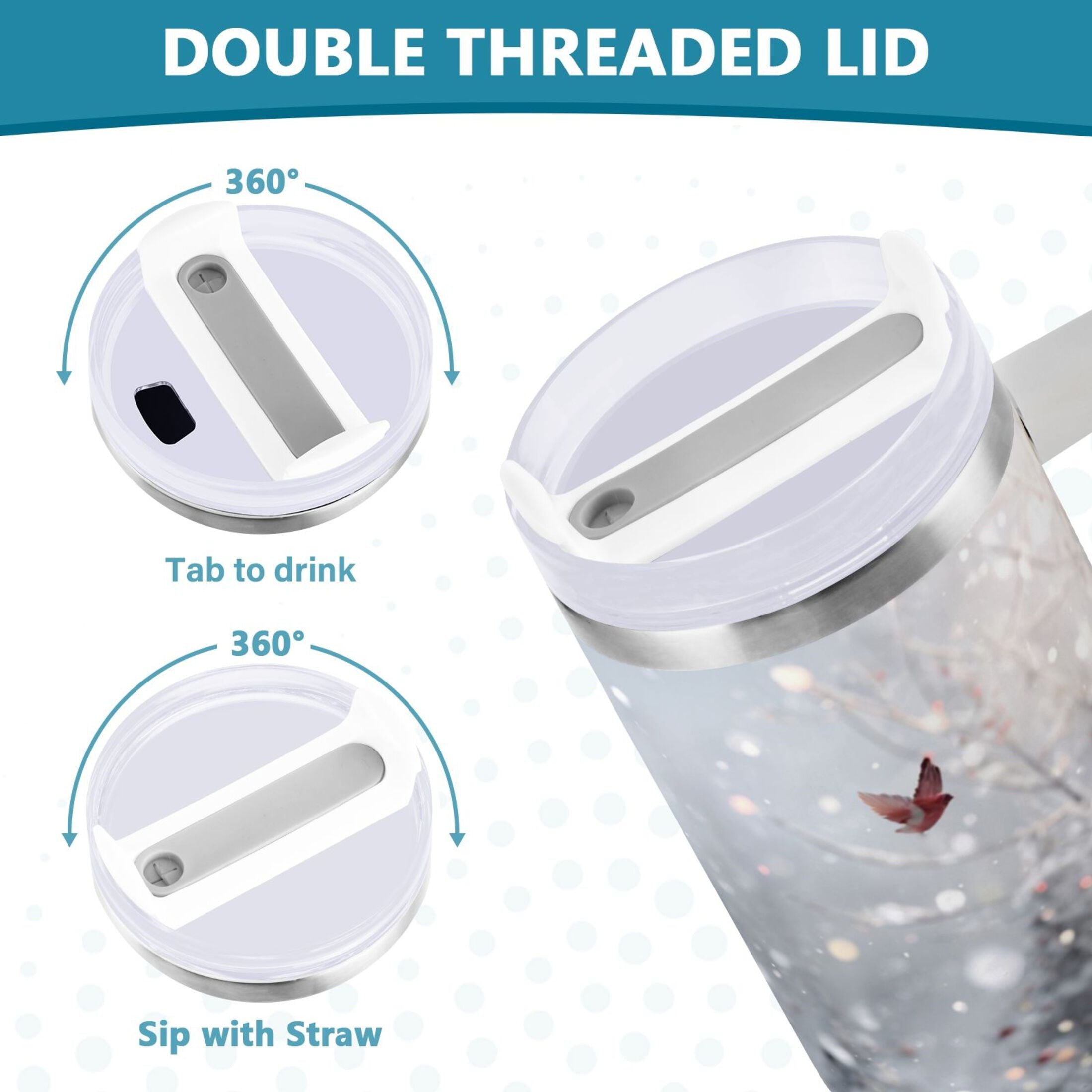 30 oz Insulated Stainless Steel Tumbler Double Wall Stainless Steel Tumbler with 2-Way Drinking Snowy Winter Landscape - E4MU
