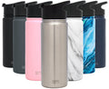 Simple Modern Summit 18 oz Silver and Black Double Wall Vacuum Insulated Stainless Steel Water Bottle with Wide Mouth and Flip-Top Lid - 10UW