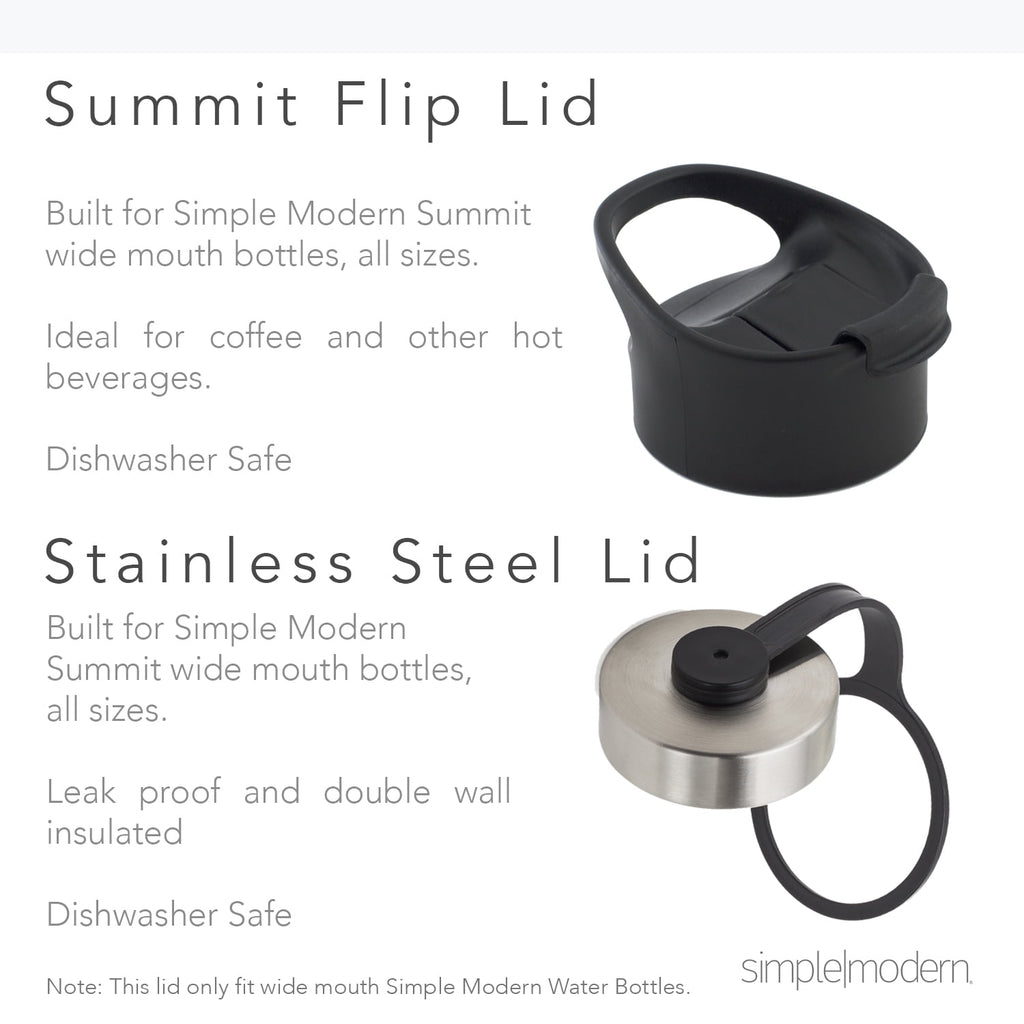Simple Modern Summit 18 oz Silver and Black Double Wall Vacuum Insulated Stainless Steel Water Bottle with Wide Mouth and Flip-Top Lid - 10UW