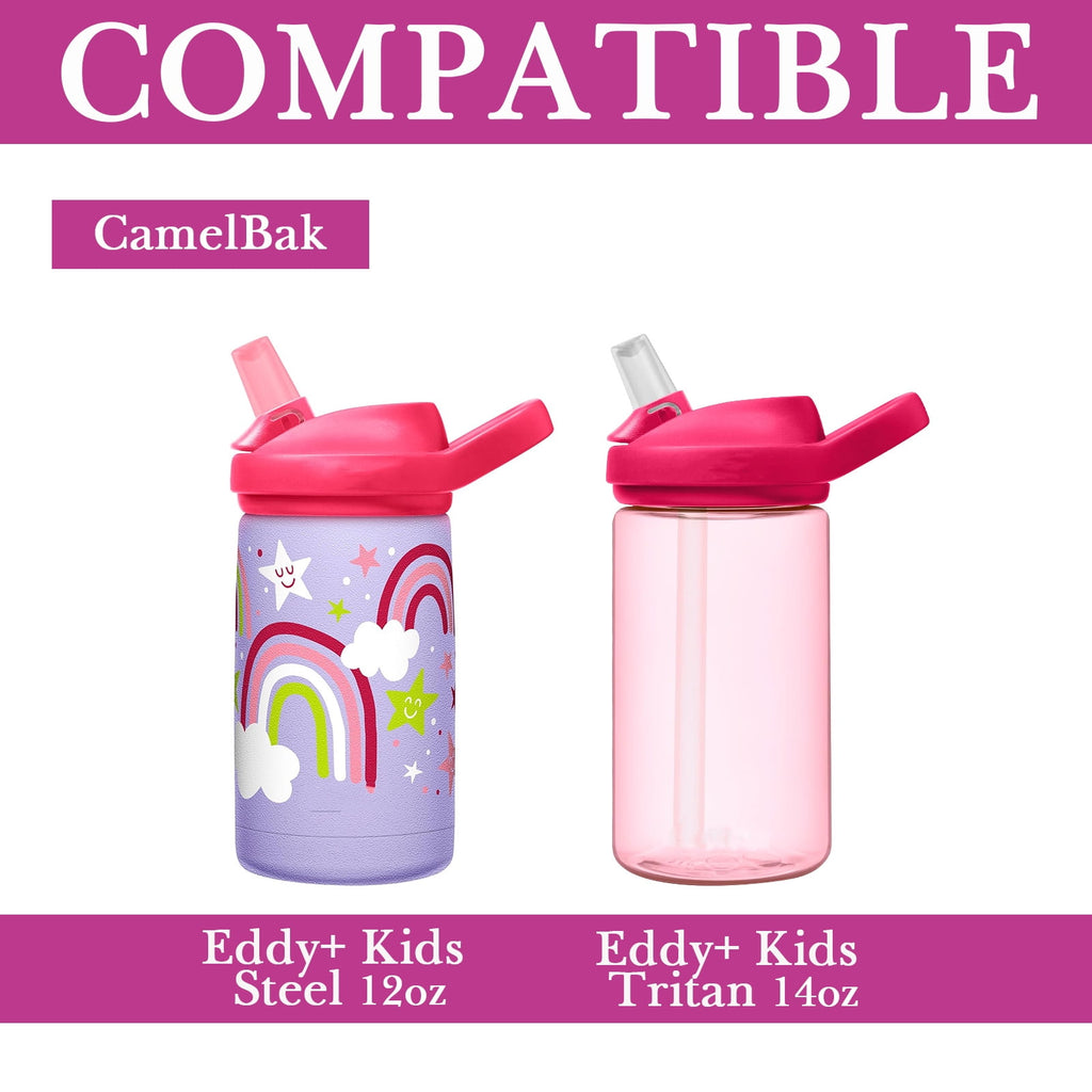 Linkidea Water Bottle Sleeve Compatible with CamelBak Eddy+ Tritan 14oz, Steel 12oz Kids Bottle, Waterbottle Holder Bag with Name Tag, Rose Red - BGSJ