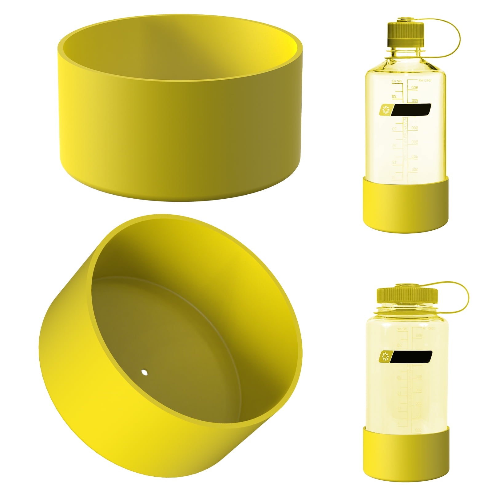 Linkidea 2 Pack Water Bottle Boot Compatible with Nalgene Sustain Wide Mouth 32oz/48oz, Narrow Mouth 32oz, Silicone Anti-Slip Bottle Bottom Bumper Protector (Yellow) - 896C