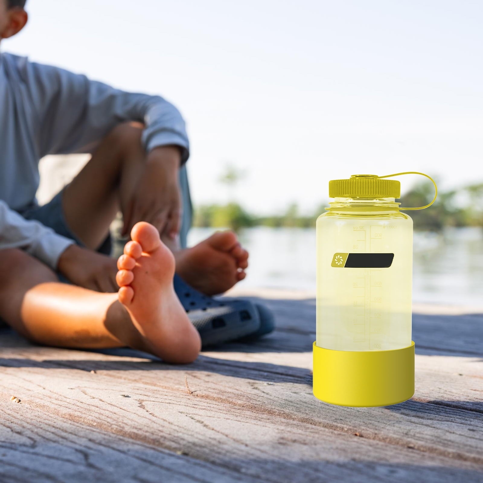 Linkidea 2 Pack Water Bottle Boot Compatible with Nalgene Sustain Wide Mouth 32oz/48oz, Narrow Mouth 32oz, Silicone Anti-Slip Bottle Bottom Bumper Protector (Yellow) - 896C