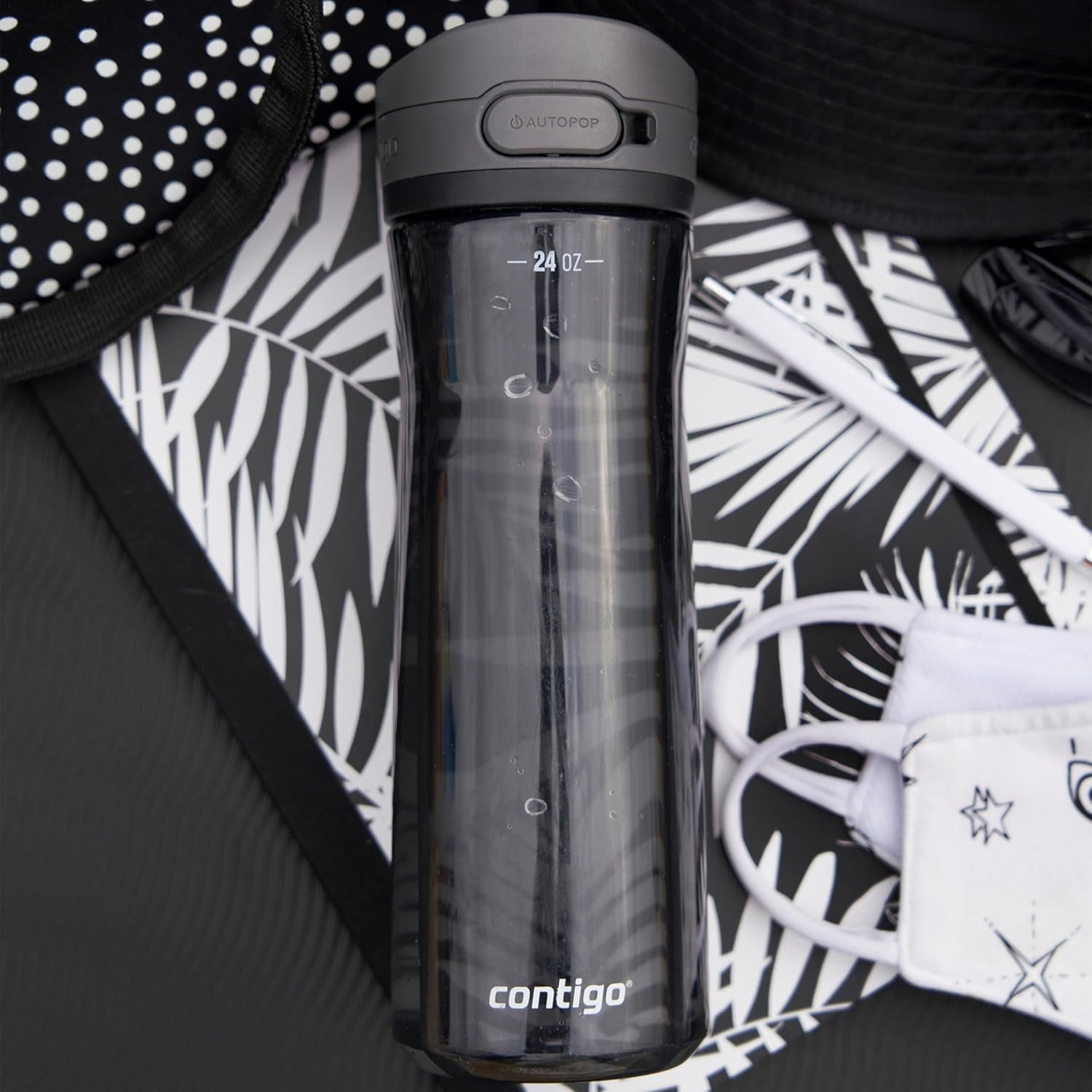 Contigo - Water Bottle with Leak-Proof and Locking Lid, BPA Free, 709ml Capacity, Black - YR9E