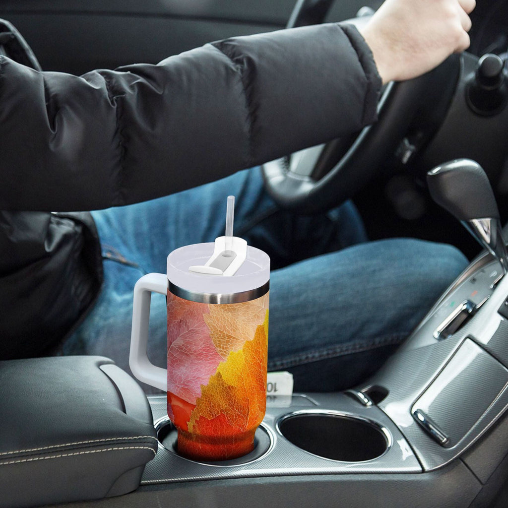 30 oz Insulated Stainless Steel Tumbler Double Wall Stainless Steel Tumbler with 2-Way Drinking Various Shades Autumn Leaves - 8YWR