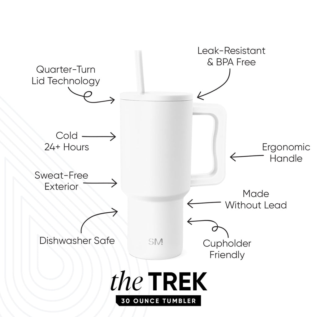 Simple Modern 30 fl oz Insulated Stainless Steel Trek Tumbler with Straw Lid | Seaglass Sage and Cream Checkmate - ON24