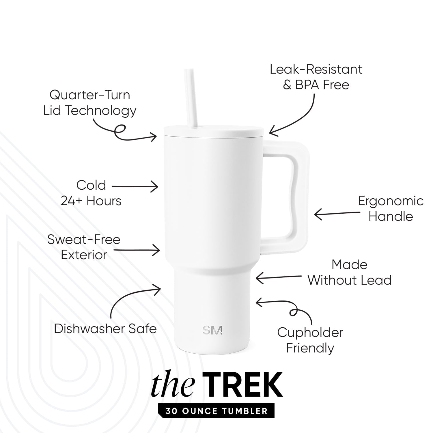 Simple Modern 30 fl oz Insulated Stainless Steel Trek Tumbler with Straw Lid | Seaglass Sage and Cream Checkmate - ON24