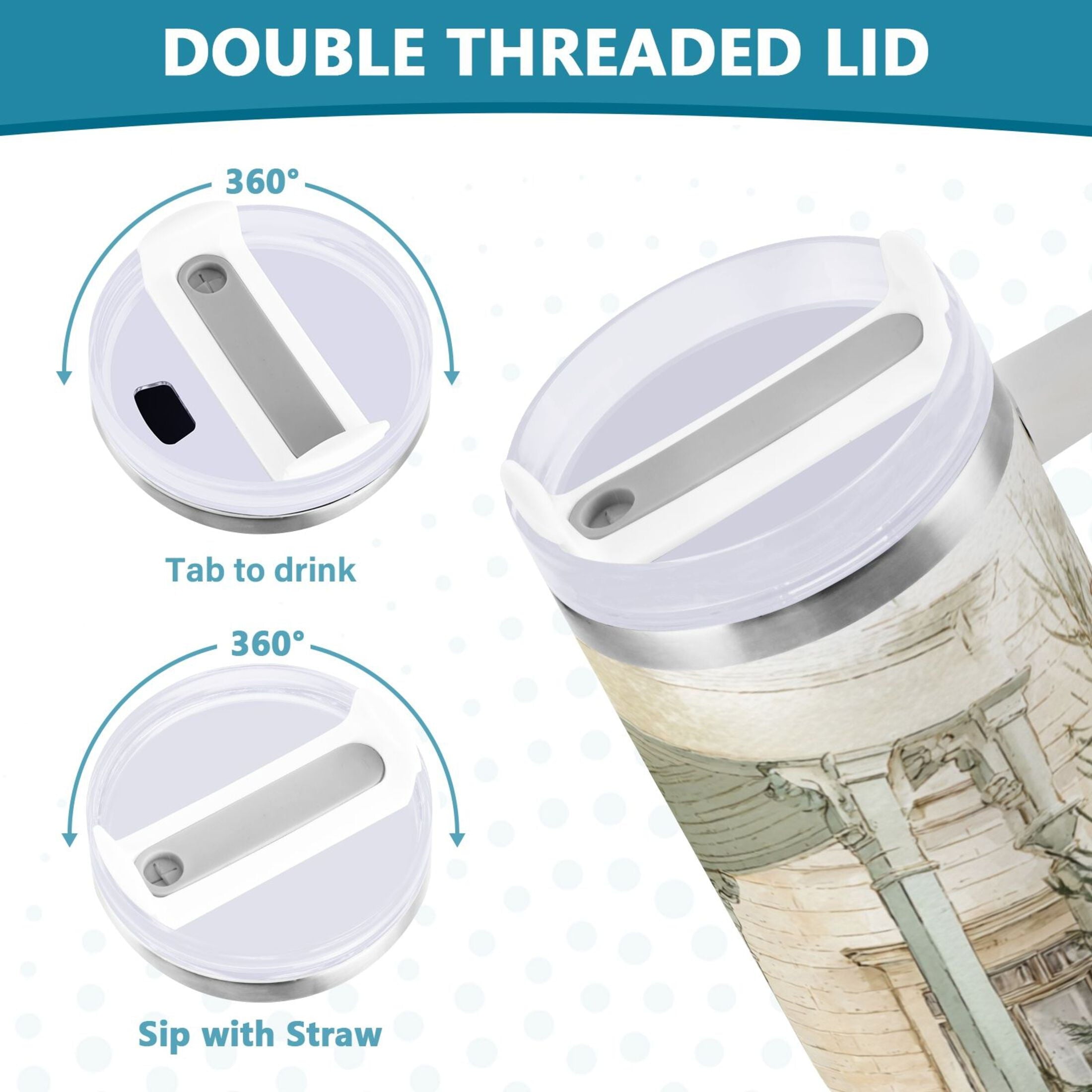30 oz Insulated Stainless Steel Tumbler Double Wall Stainless Steel Tumbler with 2-Way Drinking Charming Christmas Doorway - 48TR