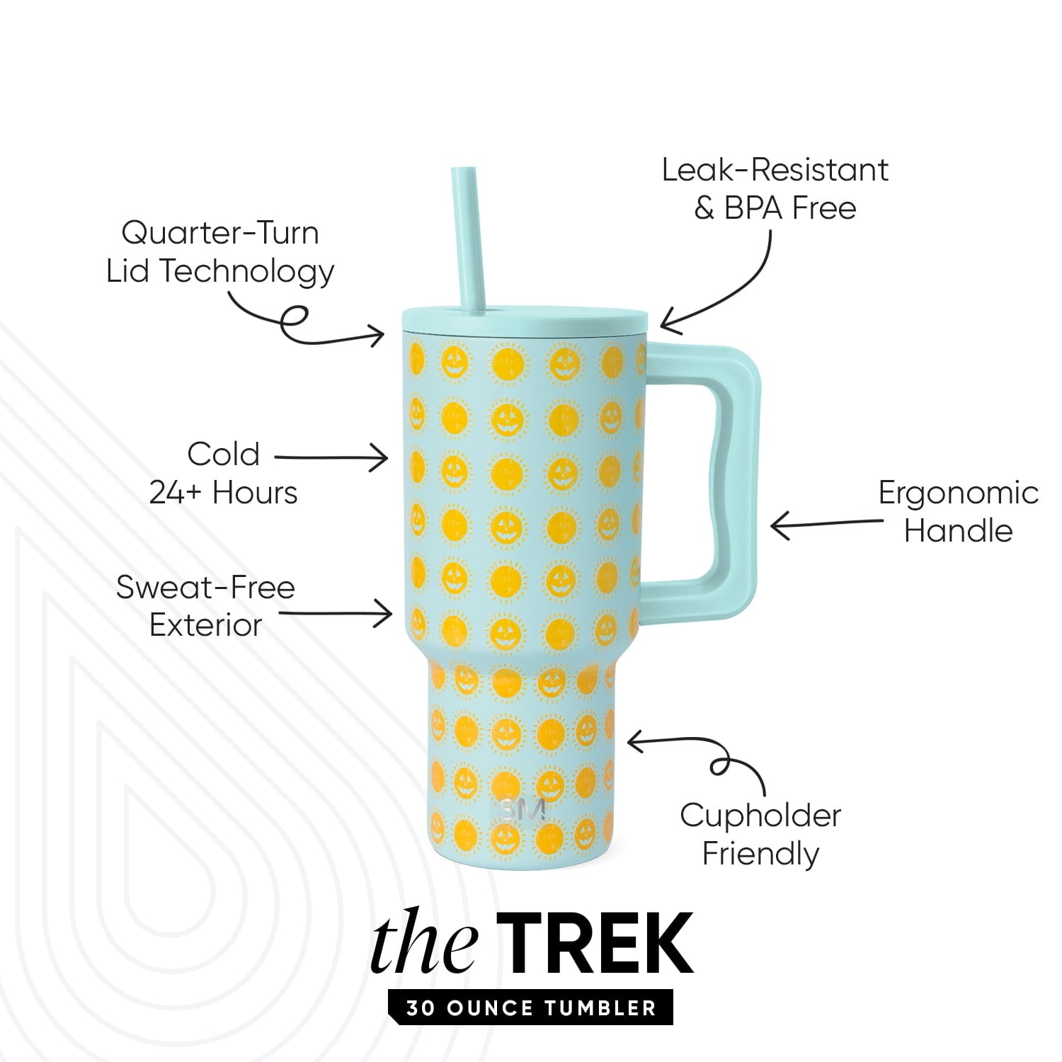 Simple Modern 30 fl oz Insulated Stainless Steel Trek Tumbler with Straw Lid | Seaglass Sage and Cream Checkmate - ON24