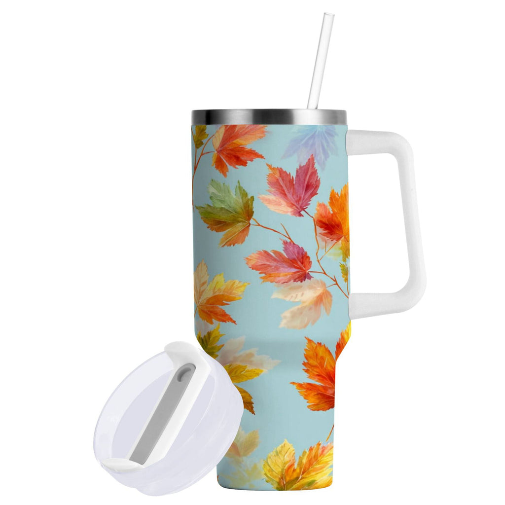 30 oz Insulated Stainless Steel Tumbler Double Wall Stainless Steel Tumbler with 2-Way Drinking Colorful Autumn Maple Leaves - 6EY7