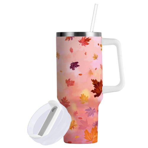 30 oz Insulated Stainless Steel Tumbler Double Wall Stainless Steel Tumbler with 2-Way Drinking Autumn Leaves Falling - WC8Y