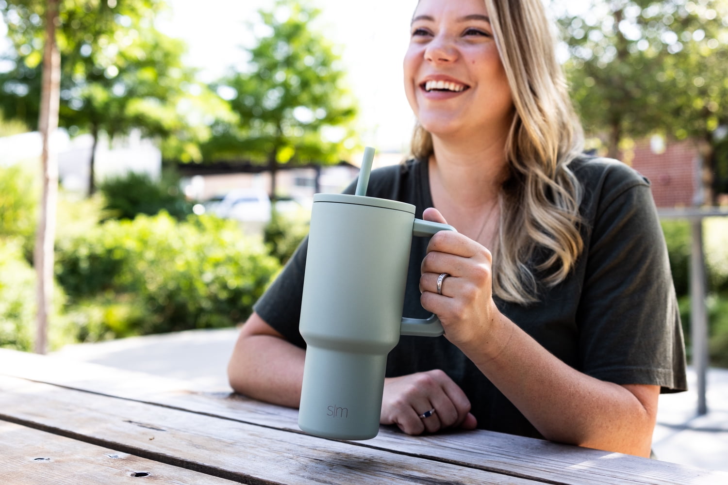 Simple Modern 30 fl oz Insulated Stainless Steel Trek Tumbler with Straw Lid | Seaglass Sage and Cream Checkmate - ON24