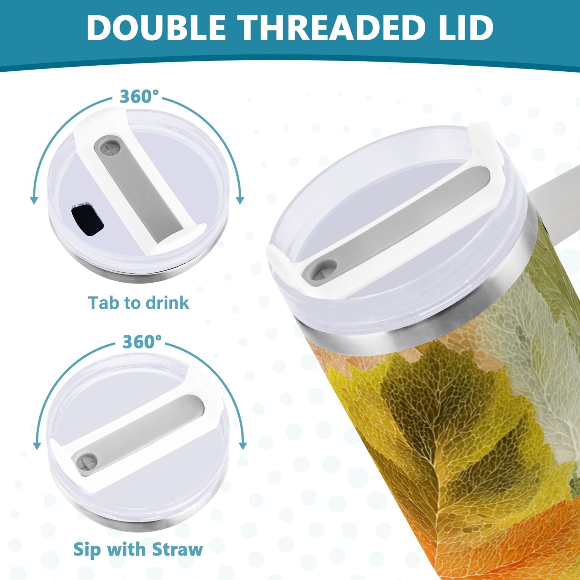 30 oz Insulated Stainless Steel Tumbler Double Wall Stainless Steel Tumbler with 2-Way Drinking Various Shades Autumn Leaves - 8YWR