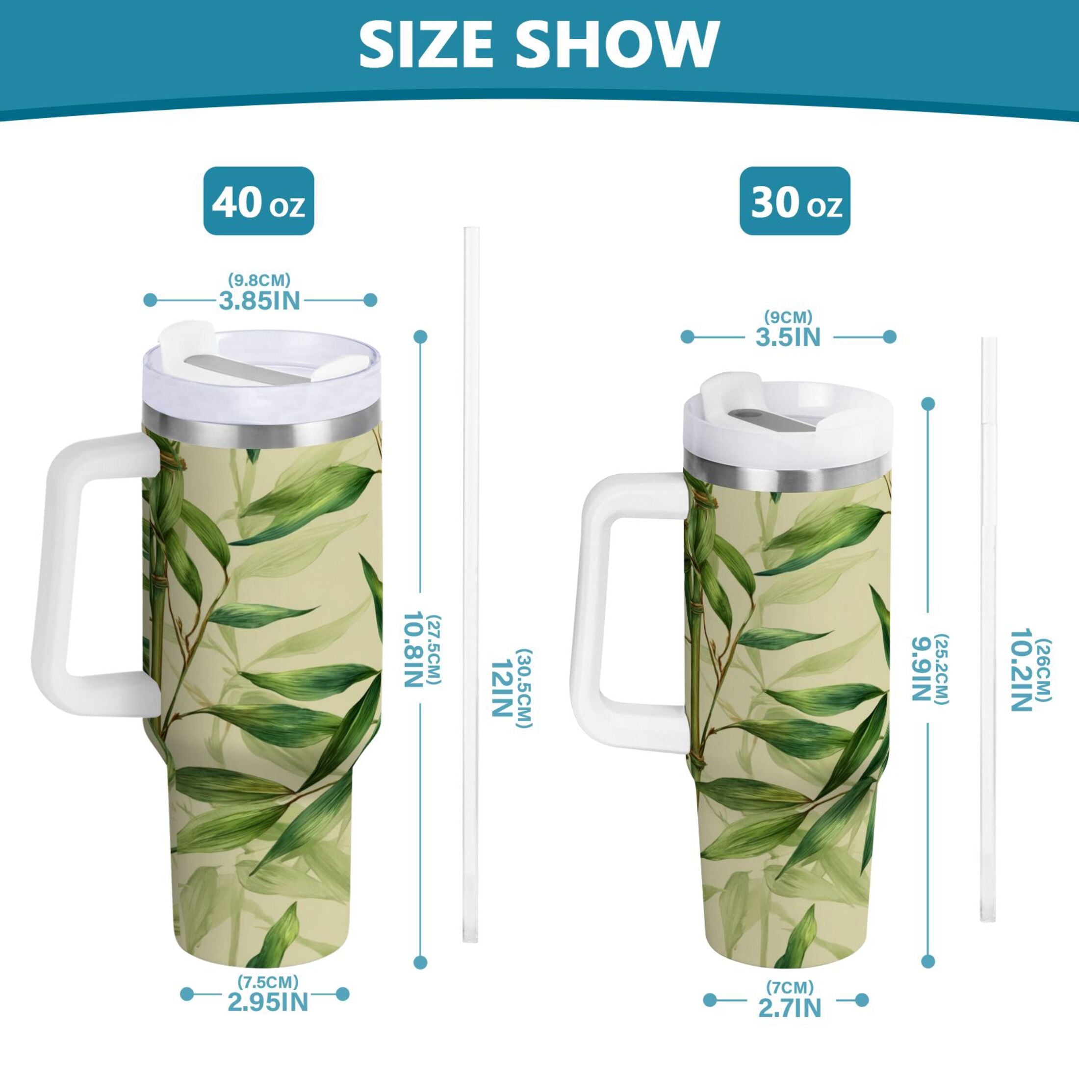 30 oz Insulated Stainless Steel Tumbler Double Wall Stainless Steel Tumbler with 2-Way Drinking Bamboo Pattern - 2ERO