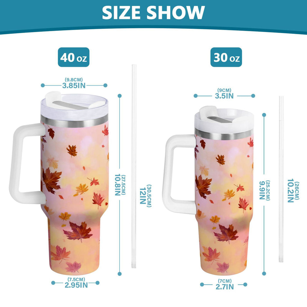 30 oz Insulated Stainless Steel Tumbler Double Wall Stainless Steel Tumbler with 2-Way Drinking Autumn Leaves Falling - WC8Y