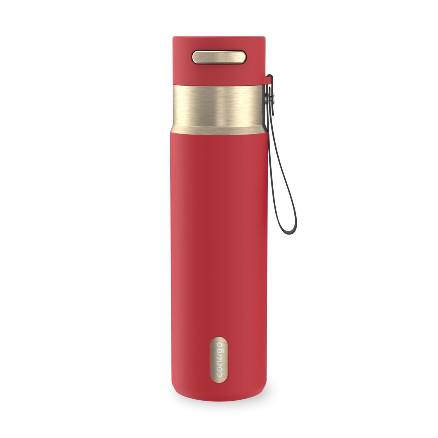 Contigo AutoSeal Leakproof Stainless Steel Reusable Water Bottle Tumbler with Carrying Strap, Cream/Champagne, 24 oz - 5WM2
