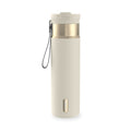 Contigo DualSip Leakproof Stainless Steel Reusable Water Bottle Tumbler with Carrying Strap, Cream/Champagne, 24 oz - O6YL